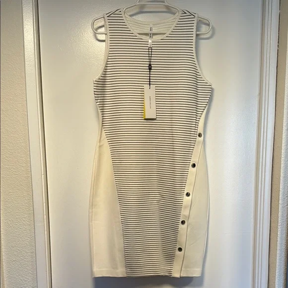 karen millen ribbed dress KAREN MILLEN Merino Wool Ribbed Knit Half Zip Midi Dress